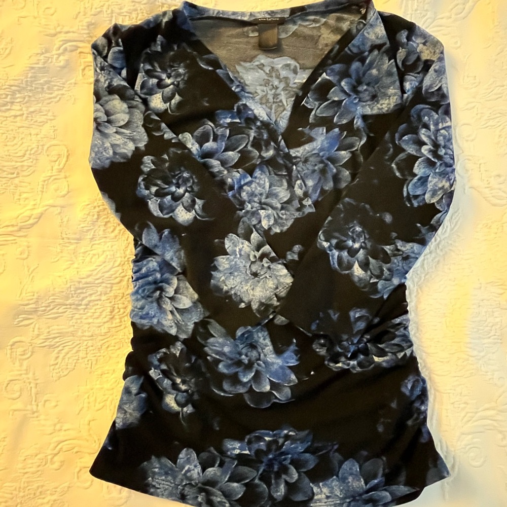 Blue floral crossover top
